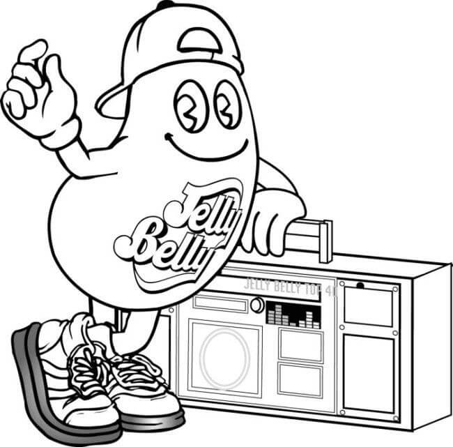 Dibujo de Jelly Belly con Radio para Colorear