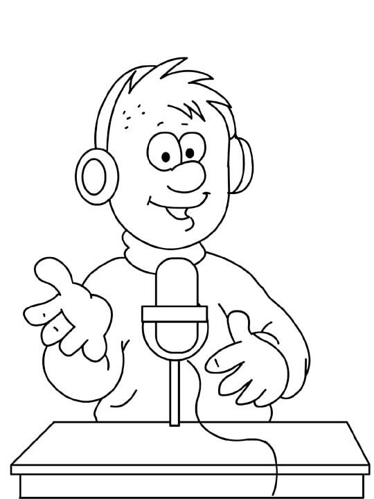 Dibujo de Locutor de Radio para Colorear