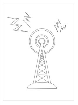 Dibujo de Torre de Radio Simple para Colorear