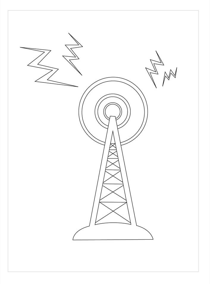 Dibujo de Torre de Radio Simple para Colorear