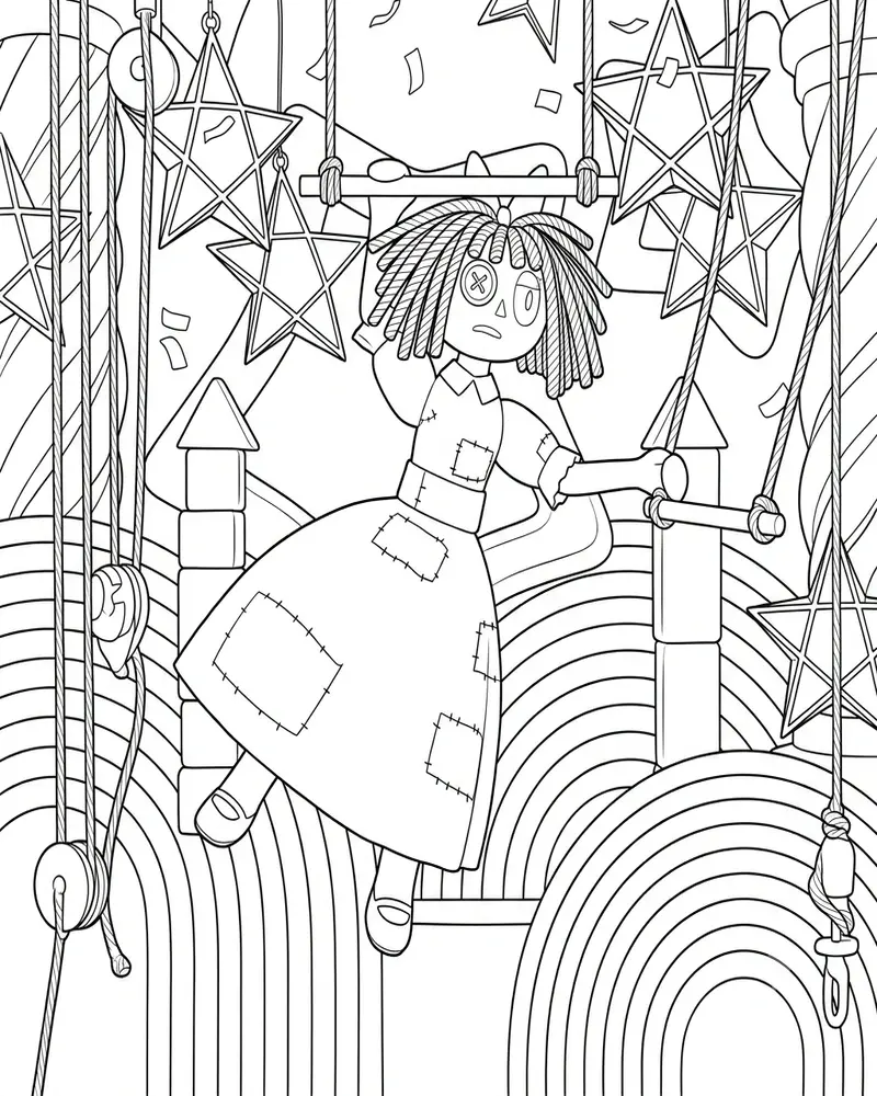 Dibujo de Ragatha Actuando en el Trapecio página para Colorear