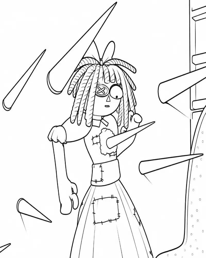 Dibujo de Ragatha Atrapada por Pinchos página para Colorear