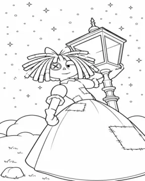 Dibujo de Ragatha Sosteniendo una Farola página para Colorear
