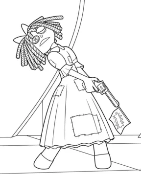 Dibujo de Ragatha Sosteniendo una Pistola de Juguete con Bandera página para Colorear