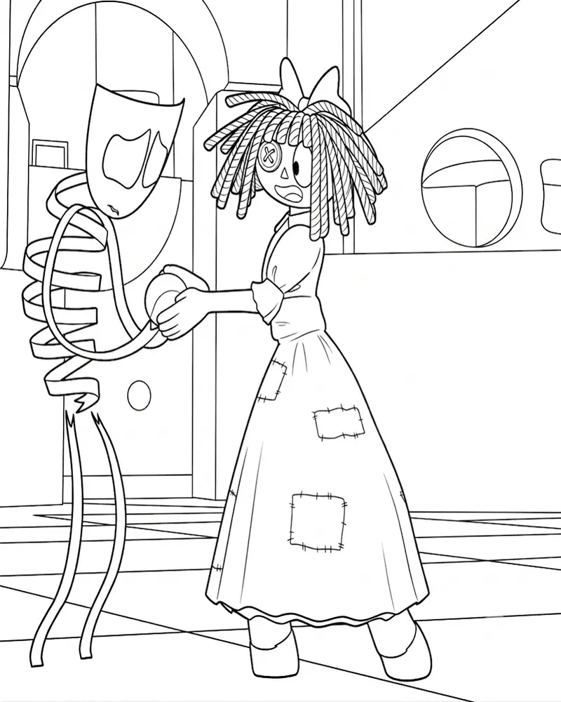 Dibujo de Ragatha y Gangle Jugando con una Pelota página para Colorear