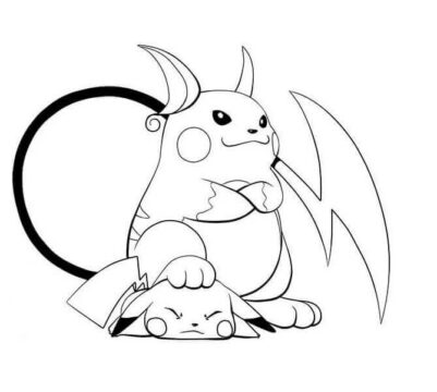 Dibujo de Raichu y Pikachu para Colorear