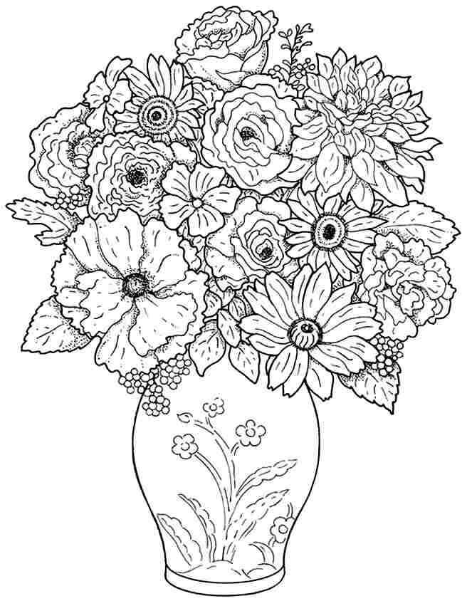 Dibujo de Florero Ramo para Colorear