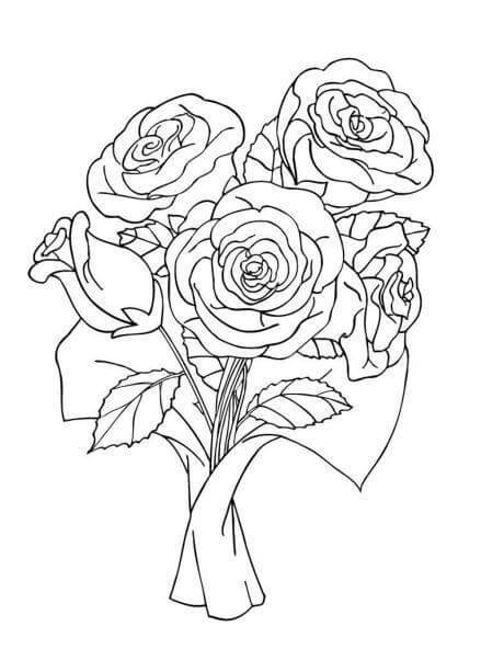 Dibujo de Hermoso Ramo de Rosas para Colorear