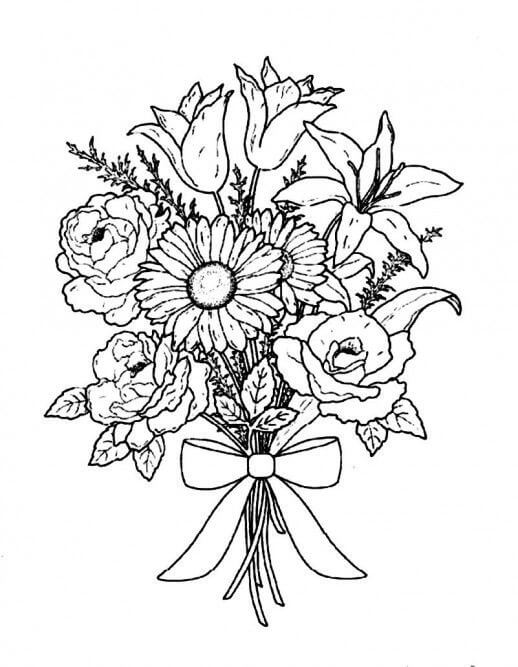 Dibujo de Ramo de Flores para Colorear