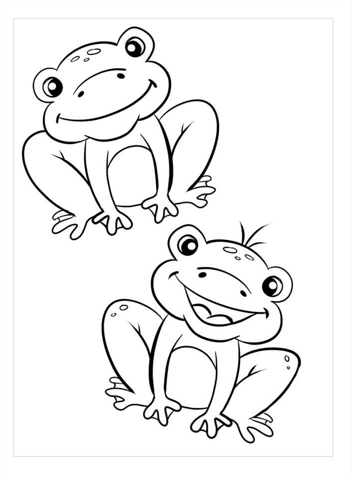 Dibujo de Diversion Dos Ranas para Colorear