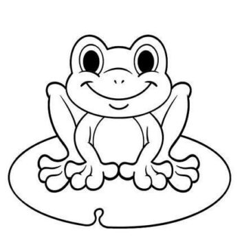 Dibujo de Rana Sonriente Sentada en la Hoja para Colorear