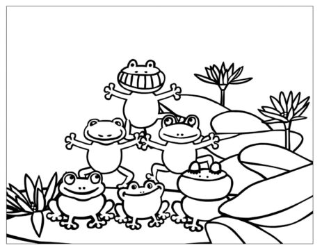 Dibujo de Seis Ranas para Colorear