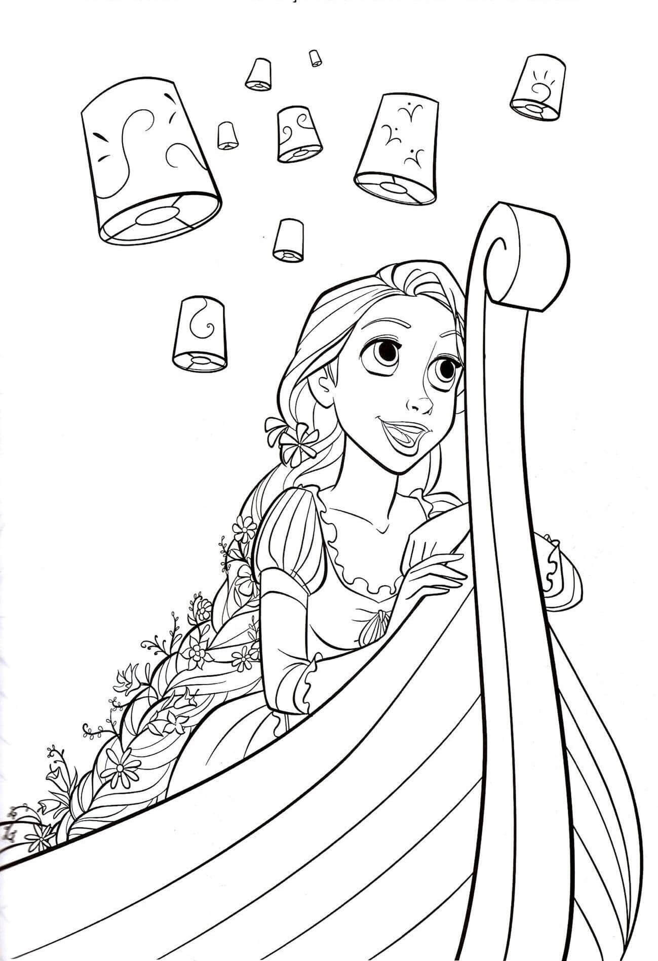 Dibujo de Feliz Rapunzel para Colorear
