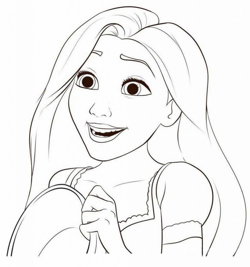 Dibujo de La Cara de Rapunzel Divertida para Colorear