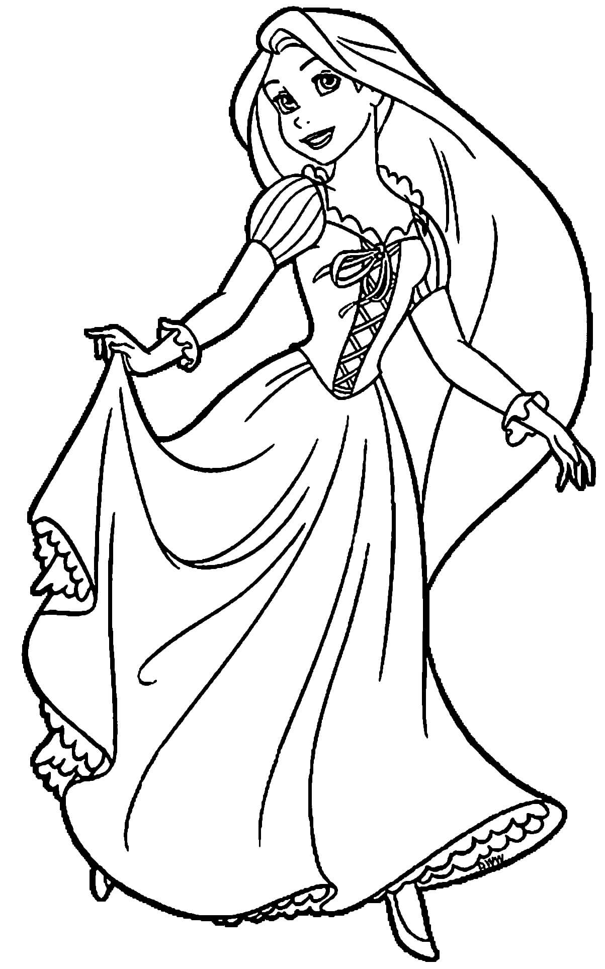 Dibujo de Rapunzel Bailando para Colorear