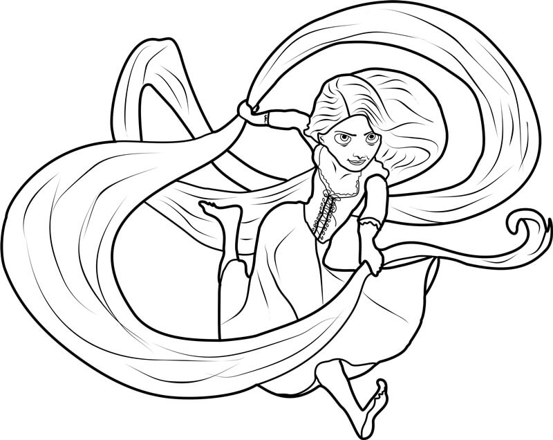 Dibujo de Rapunzel Corriendo para Colorear