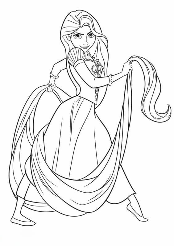 Dibujo de Rapunzel Fuerte para Colorear