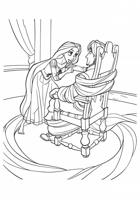 Dibujo de Rapunzel Atado Flynnn para Colorear