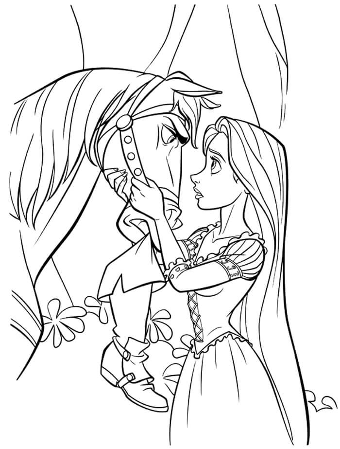 Dibujo de Rapunzel con la Cara de la Casa para Colorear