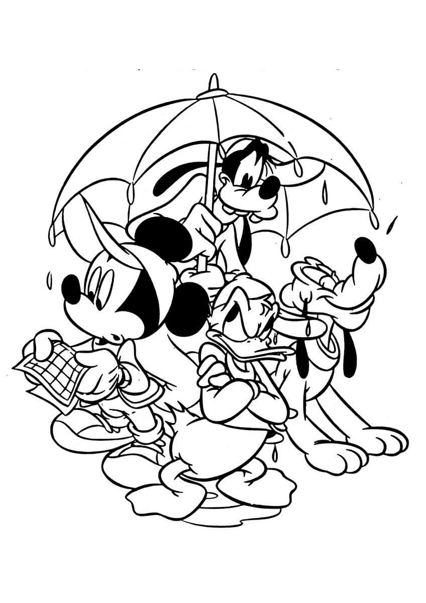 Dibujo de Divertido Mickey Mouse y Sus Amigos para Colorear