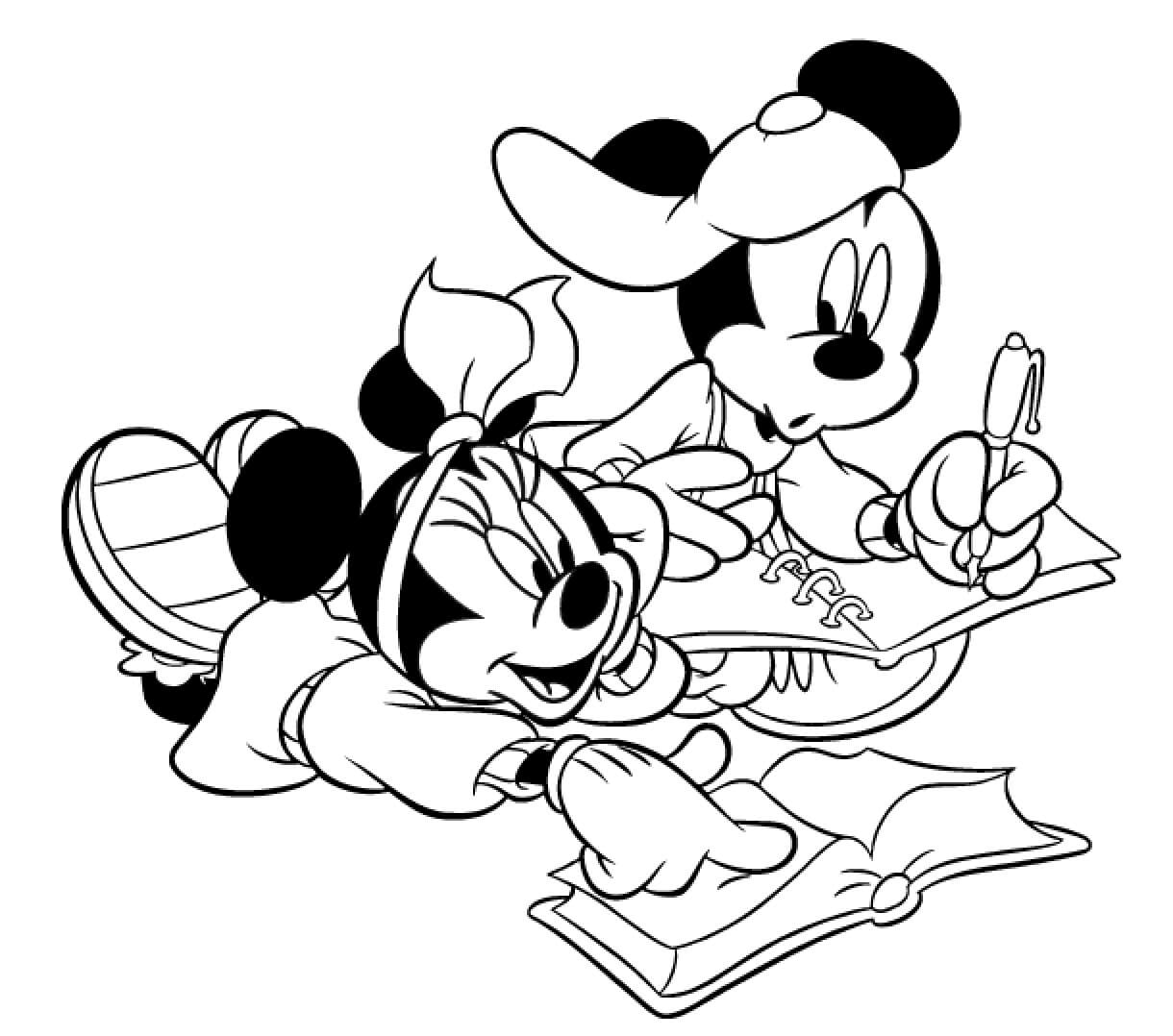 Dibujo de Escritura de Mickey y Minnie Mouse para Colorear