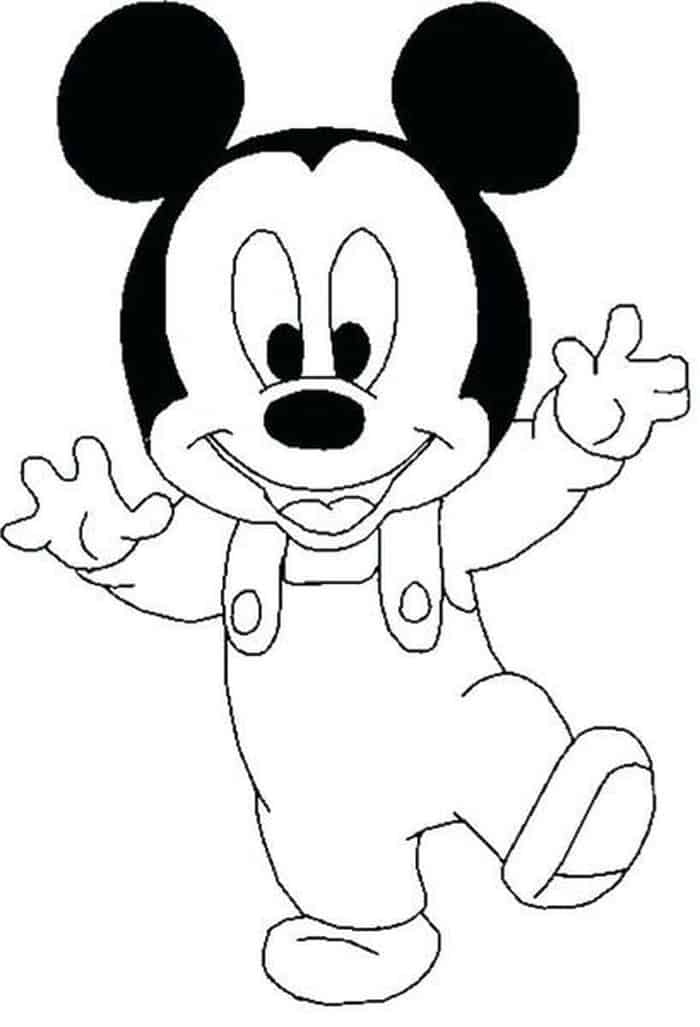 Dibujo de Lindo bebé Mickey Mouse para Colorear