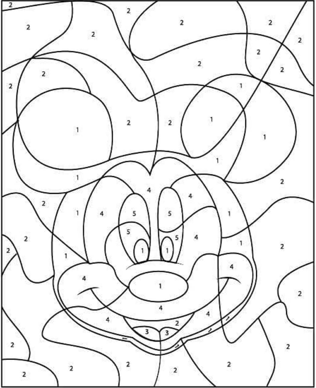Dibujo de Mickey Mouse Colorear por número para Colorear