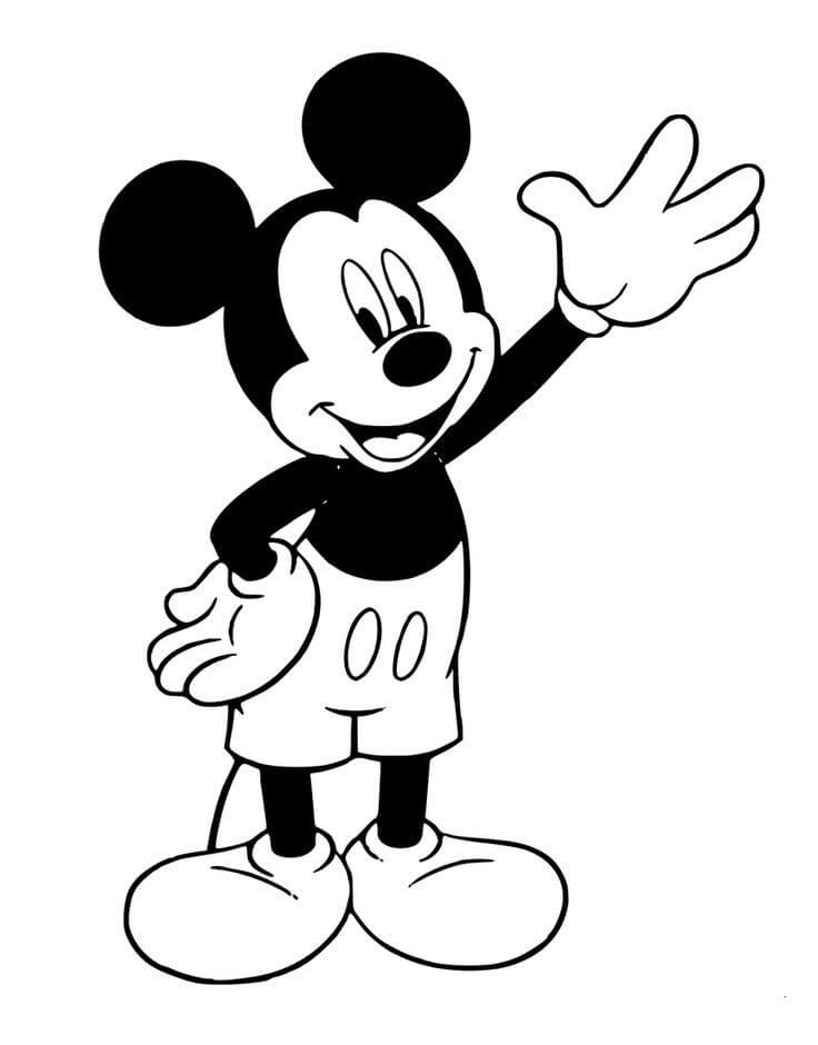 Dibujo de Mickey Mouse Decir Hola para Colorear