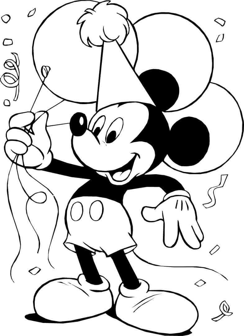 Dibujo de Mickey Mouse en Fiesta de cumpleaños para Colorear