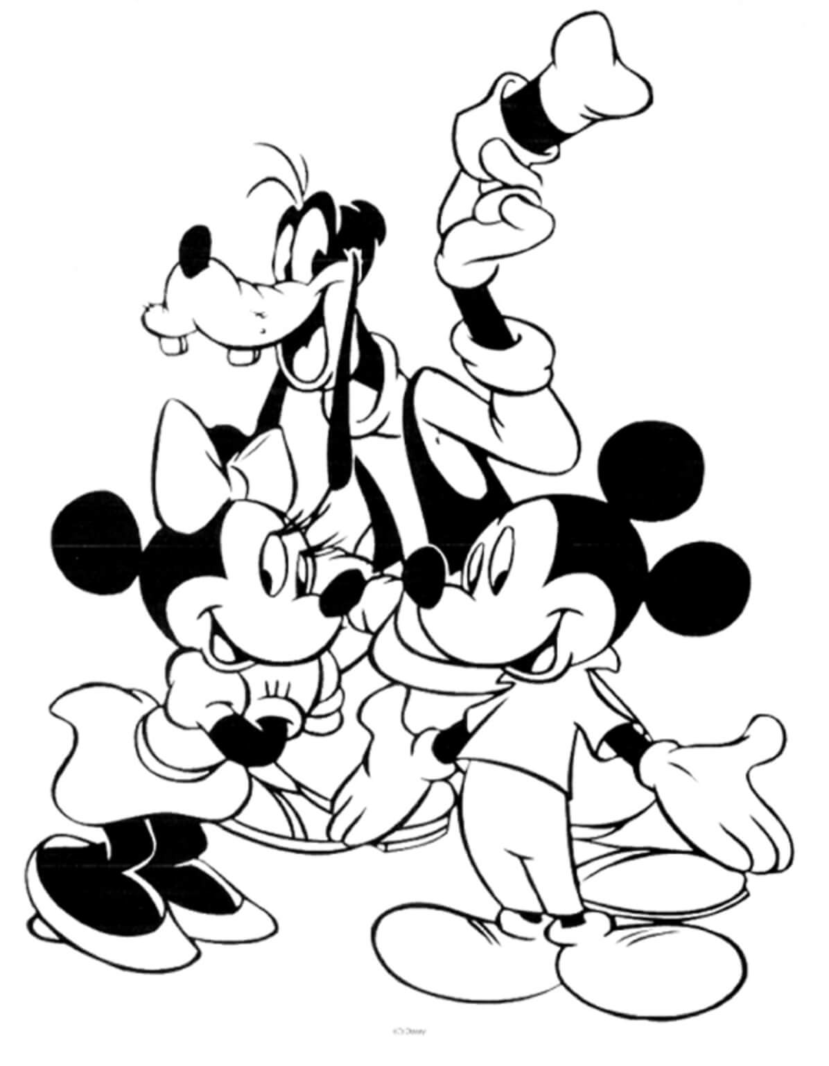 Dibujo de Mickey Mouse y Dos Amigos para Colorear