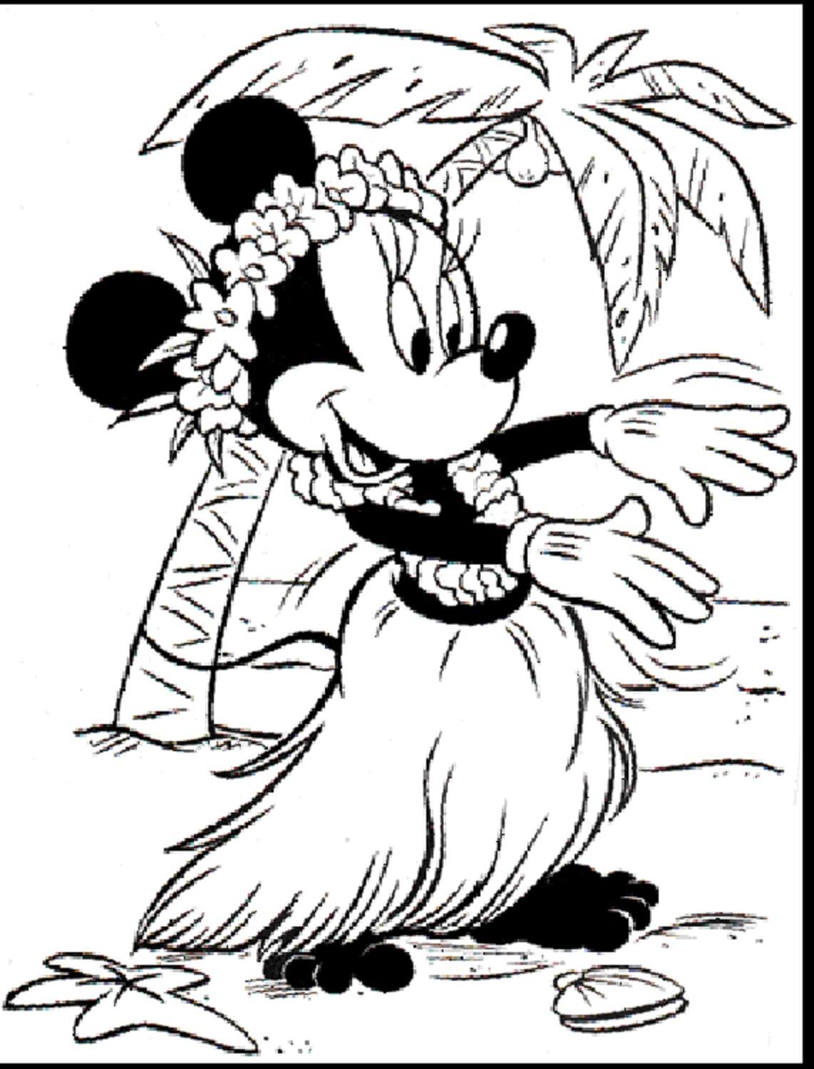 Dibujo de Minnie Bailando en la Playa para Colorear