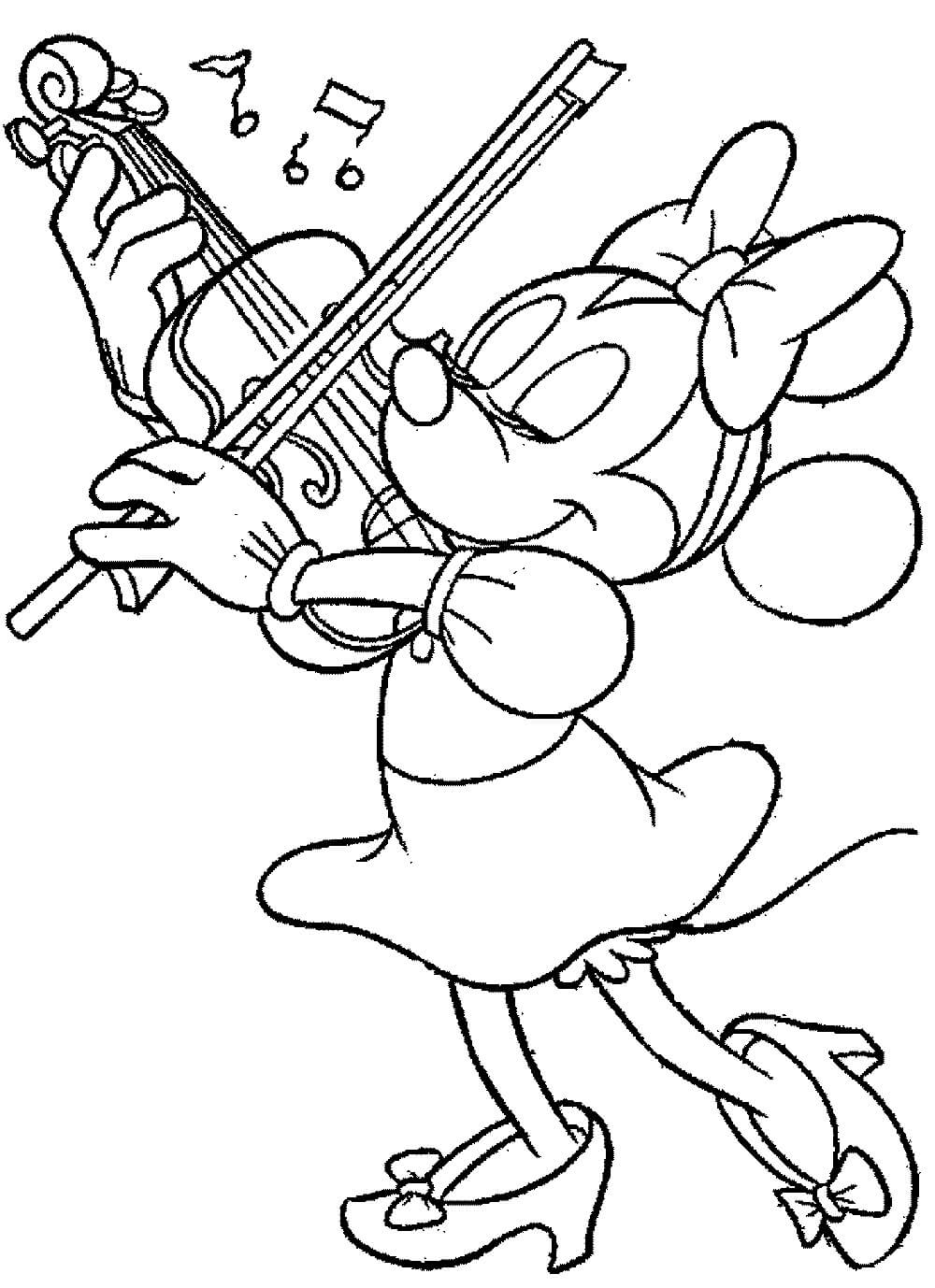 Dibujo de Minnie Mouse Tocando el violín para Colorear