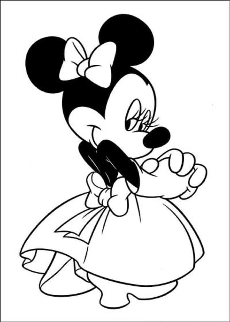 Dibujo de Minnie Mouse Es Timida para Colorear