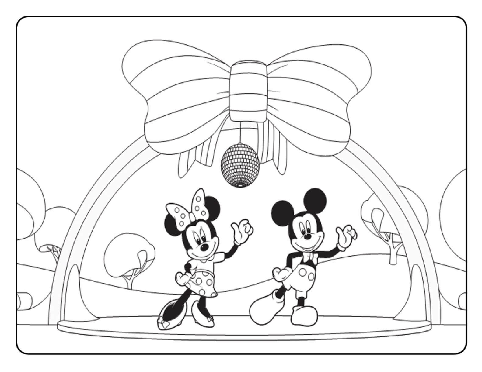Dibujo de Minnie y Mickey Mouse Bailando para Colorear