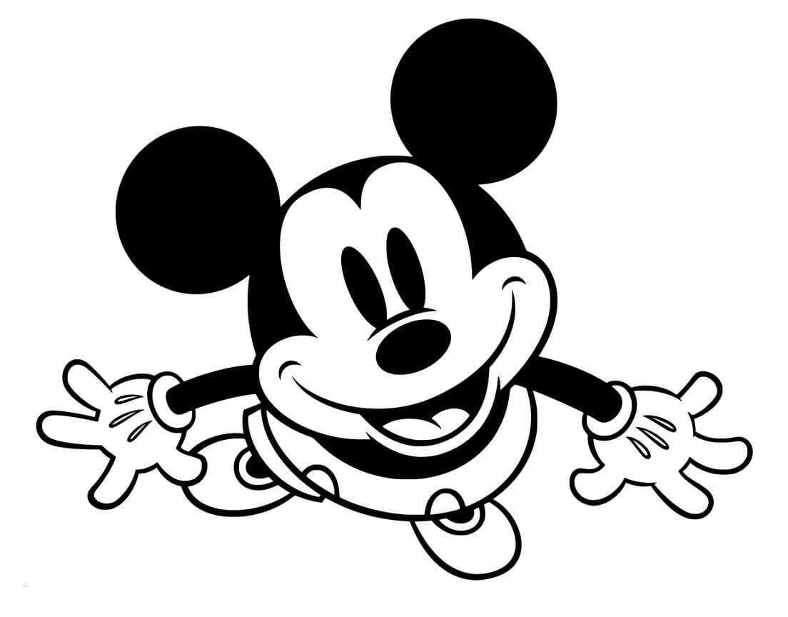 Dibujo de Ratón Divertido de Mickey para Colorear