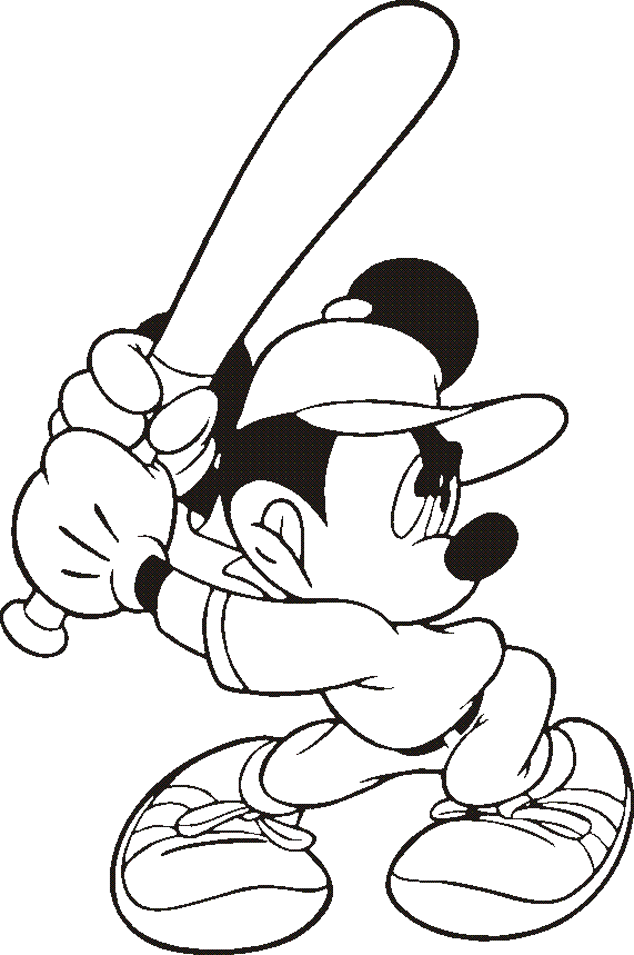 Dibujo de Jugando béisbol con Mickey ratón para Colorear