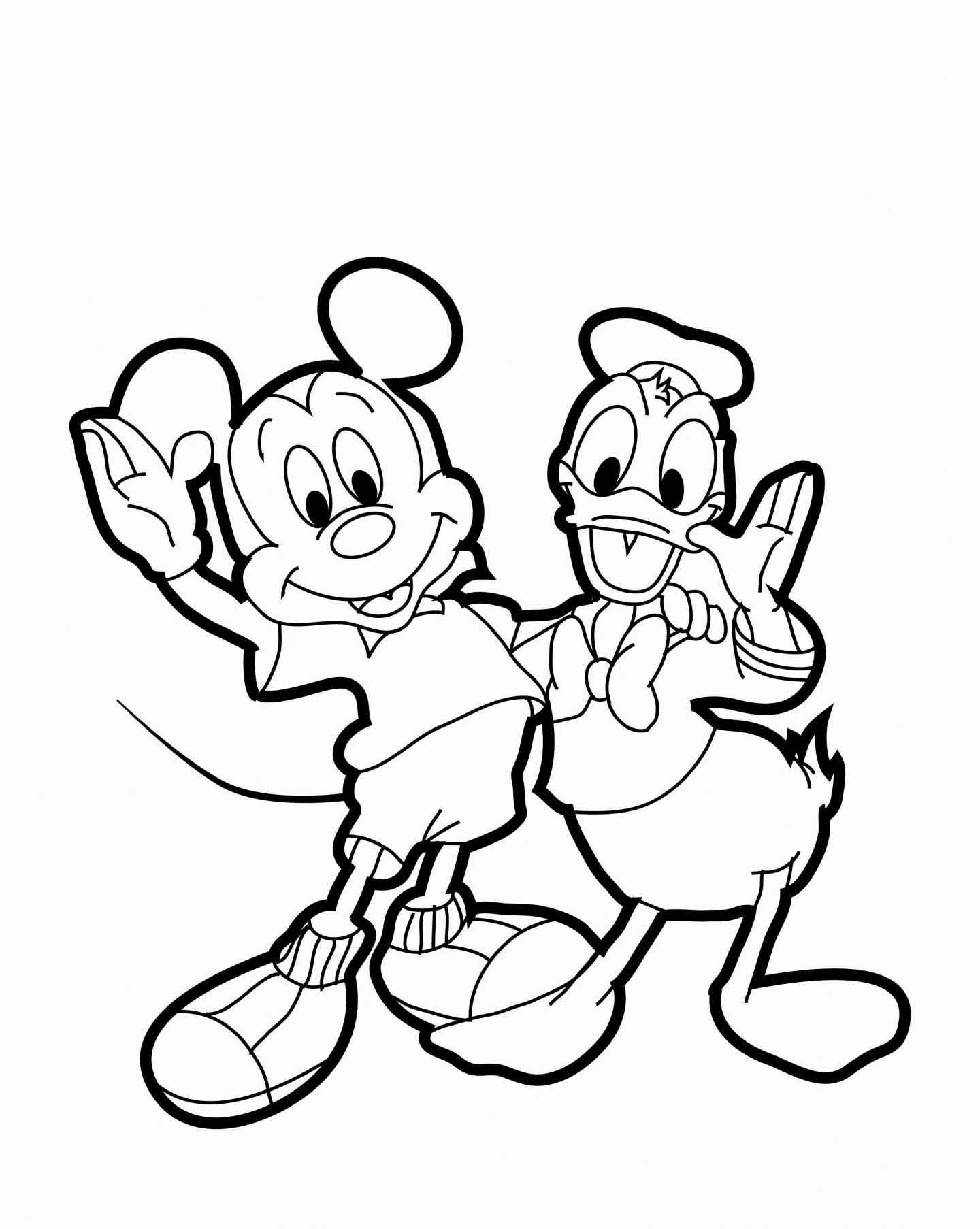 Dibujo de Mejor Amigo Mickey y Donald para Colorear