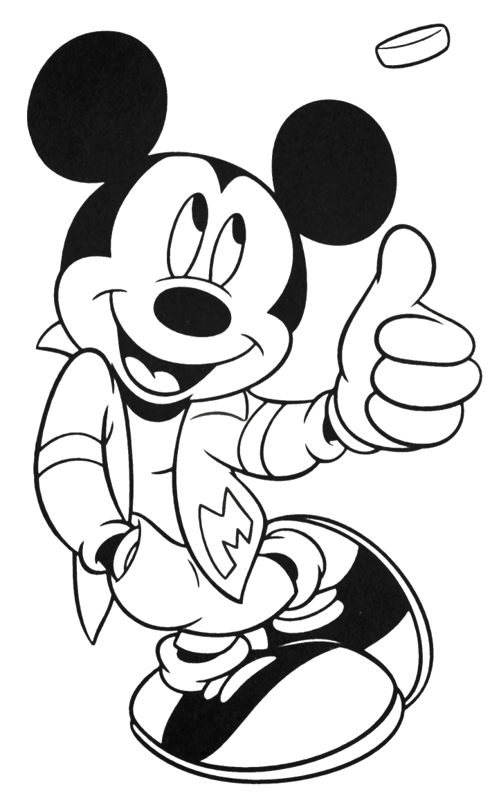 Dibujo de Mickey Lanzando una Moneda para Colorear