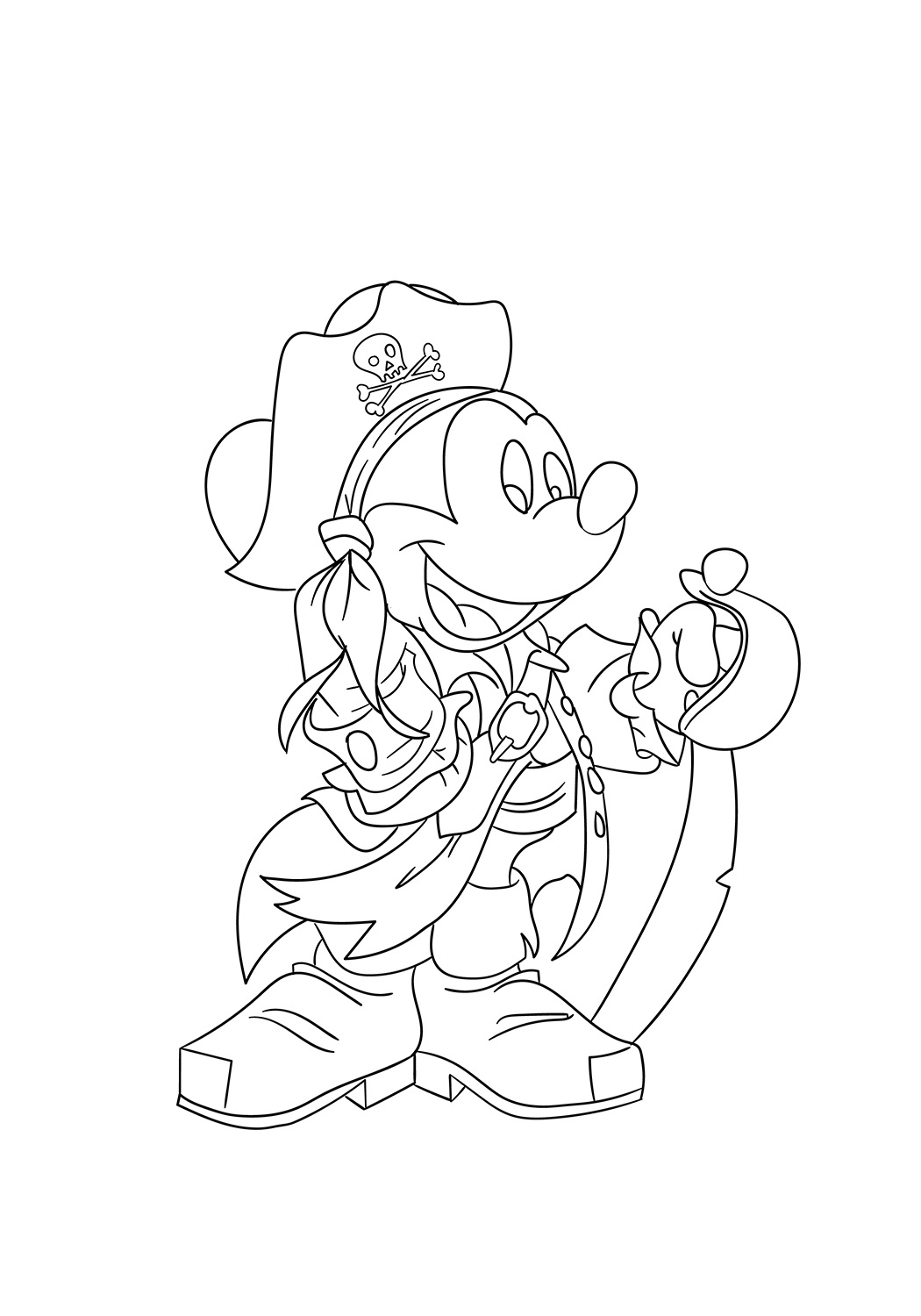 Dibujo de Mickey ratón Pirata para Colorear