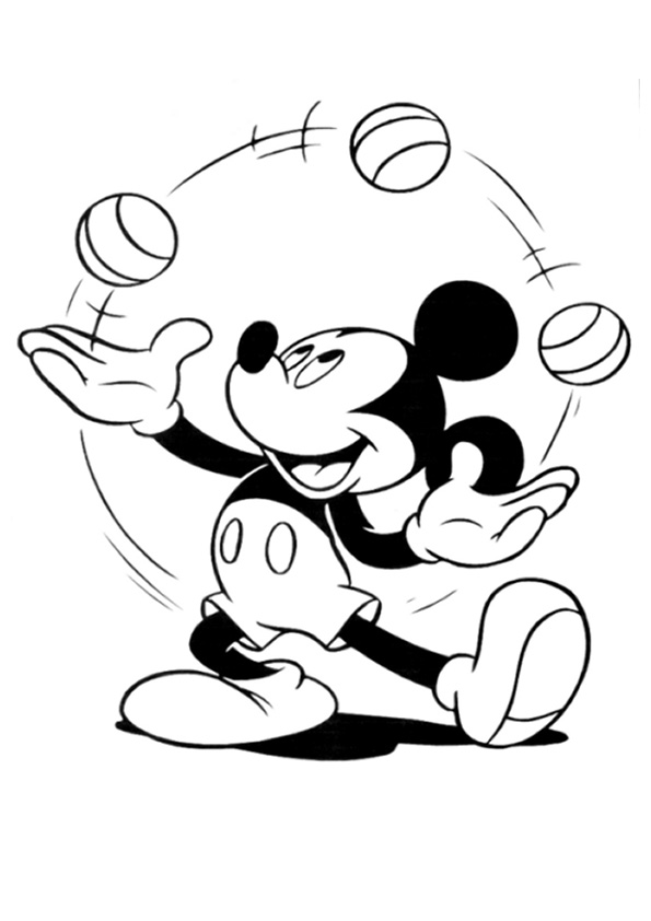 Dibujo de Pelotas de Malabarismo de Mickey ratón para Colorear