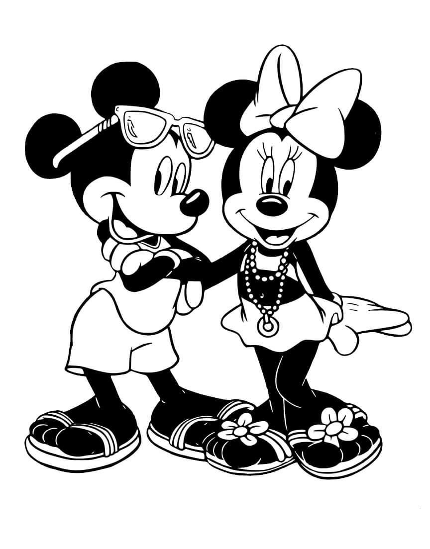 Dibujo de Gran Mickey y Minnie Mouse para Colorear