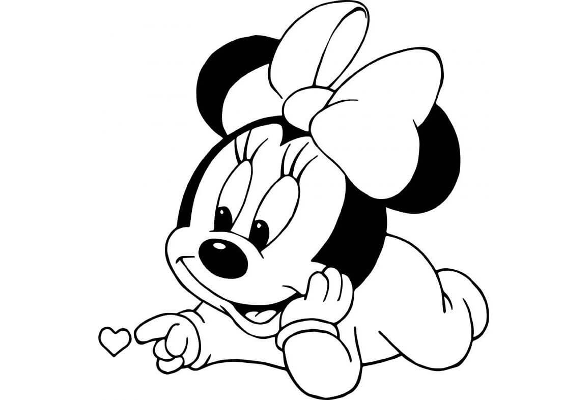 Dibujo de Linda bebé Minnie Mouse para Colorear