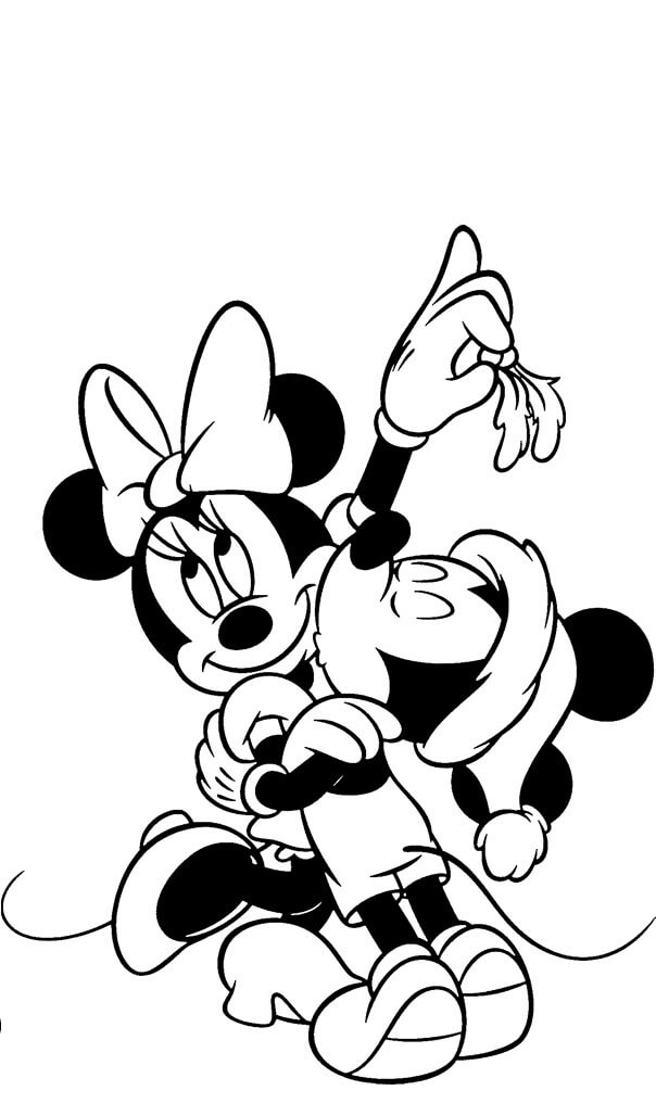 Dibujo de Mickey Beso Minnie Mouse para Colorear