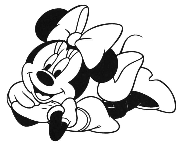 Dibujo de Minnie Mouse Acostado para Colorear