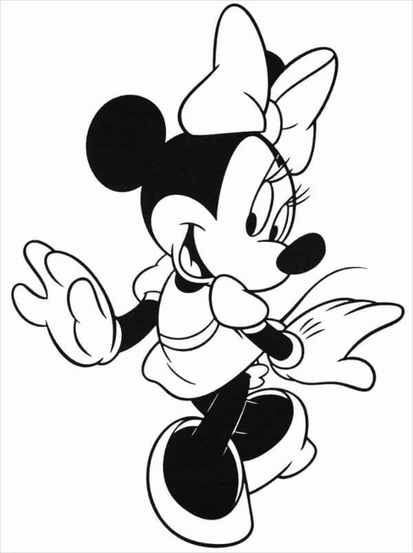Dibujo de Minnie Mouse Caminando para Colorear