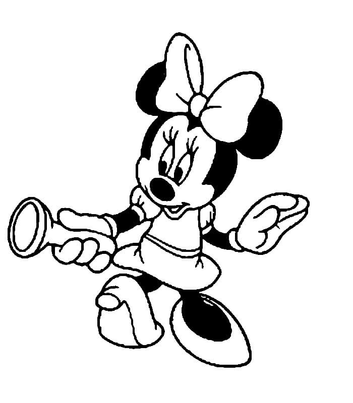 Dibujo de Minnie Mouse Sosteniendo una Linterna para Colorear