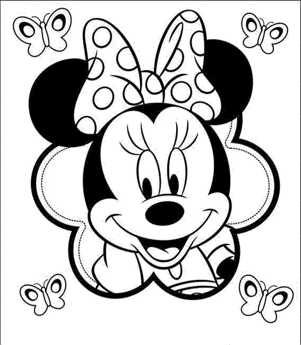 Dibujo de Minnie Mouse con Mariposas para Colorear