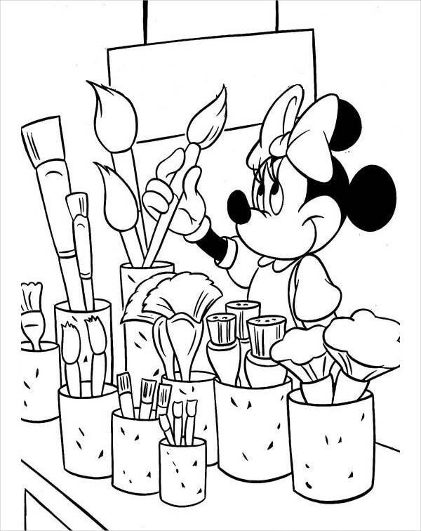 Dibujo de Pintora Minnie Mouse para Colorear