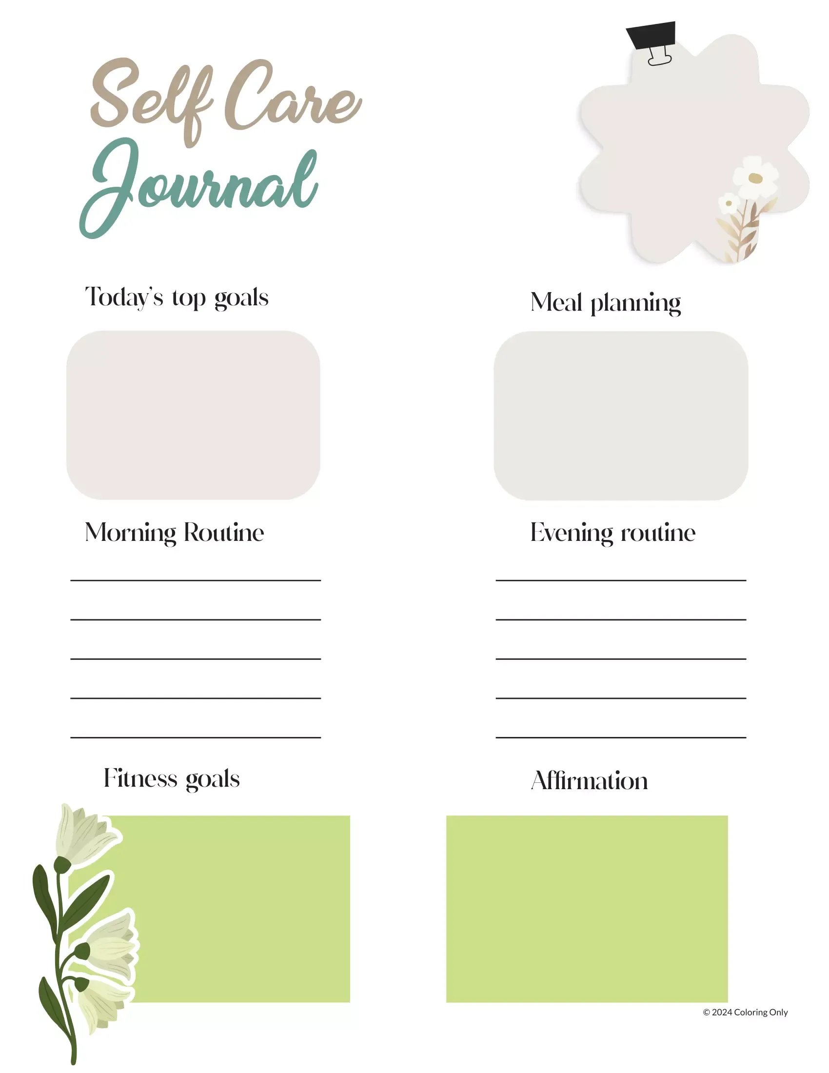 Dibujo de Imgi 11 Meal Self Care Journal Template para Colorear