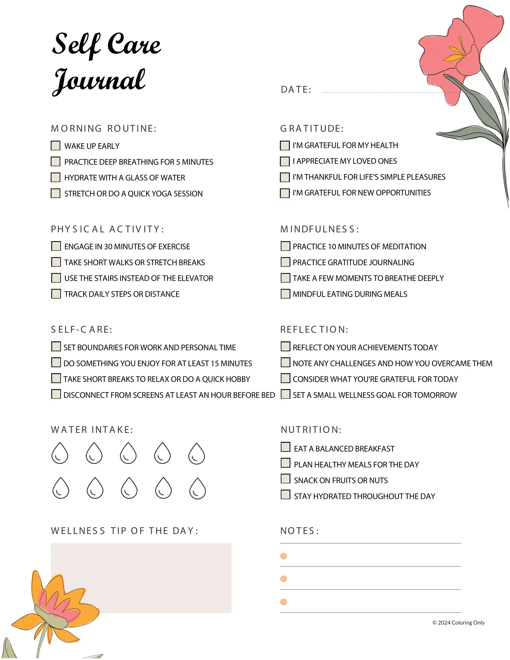 Dibujo de Imgi 3 Routine Self Care Journal Template para Colorear